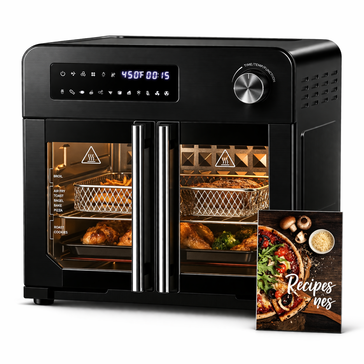 10-in-1 French Door Countertop Air Fryer Toaster Oven 24QT