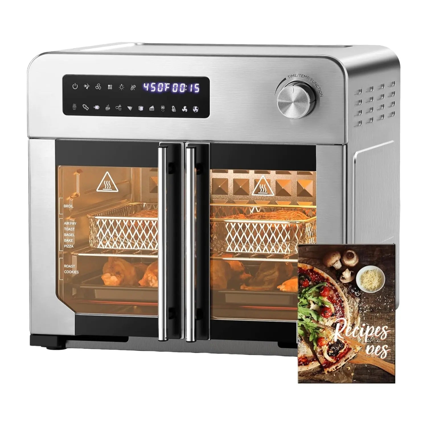 10-in-1 French Door Countertop Air Fryer Toaster Oven 24QT