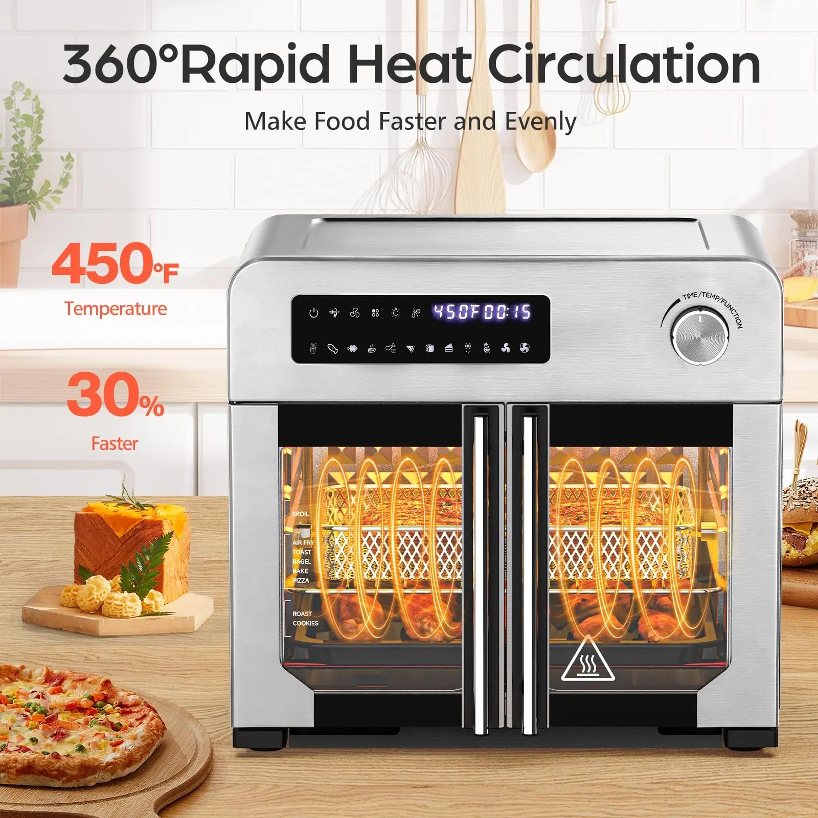 10-in-1 French Door Countertop Air Fryer Toaster Oven 24QT