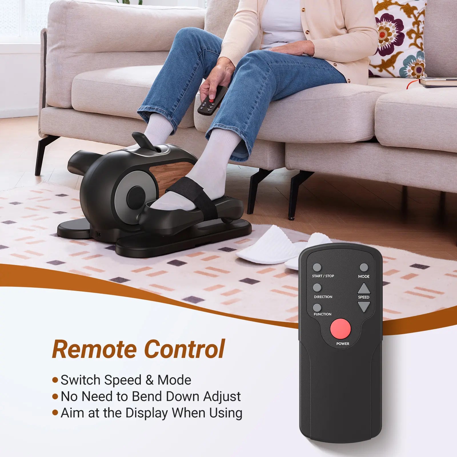Under Desk Elliptical Machine Remote Control with 12 Speeds